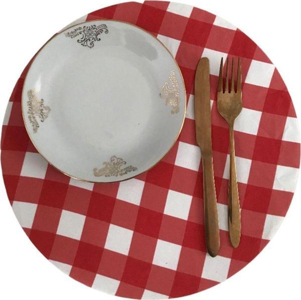 Sister Home Design Büyük Kırmızı Pötikare, Dama Amerikan Servis, Kumaş Supla - Image 1