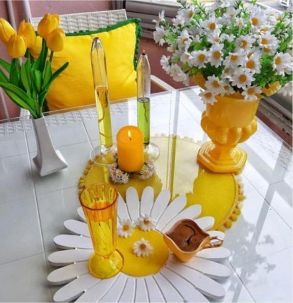 Sister Home Design Beyaz Papatya Ahşap Supla - Amerikan Servis - Tabak Altı - Image 1