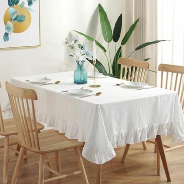 Sister Home Design Vintage Keten Fırfırlı Masa Örtüsü Dayanıklı Pamuk Keten - 16 En Boy Seçenekli - Image 1