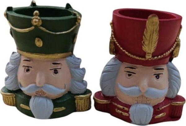 Sister Home Design 2'Li Kurşun Asker- Nutcracker - Fındıkkıran Mumluk Kırmızı Yeşil - Image 1