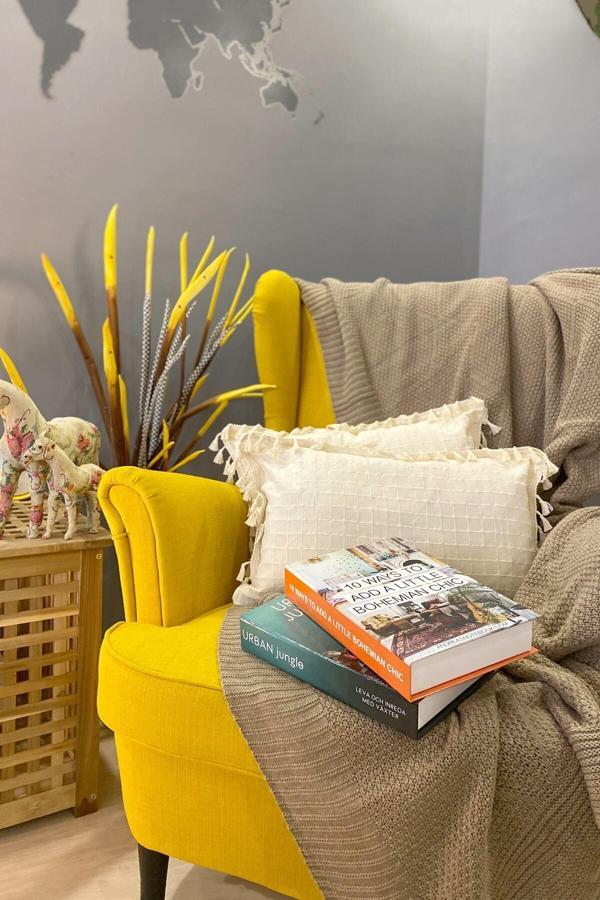Sister Home Design 2 Adet Natural %100 Organik Pamuklu, Püsküllü, Dikdörtgen Kırlent Kılıfı Seti - Image 1