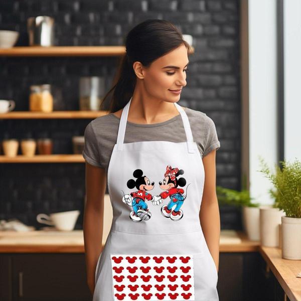 Sister Home Design Mickey - Minnie Aşk Temalı Önlük Çok Amaçlı Kullanıma Uygun Önlük - Image 1