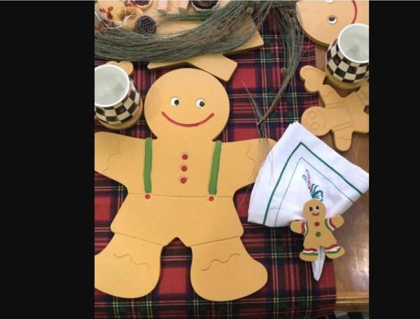 Sister Home Design Gingerbread - Zencefilli Kurabiye Peçete Halkası & Peçete Yüzüğü 4'Lü - Image 1