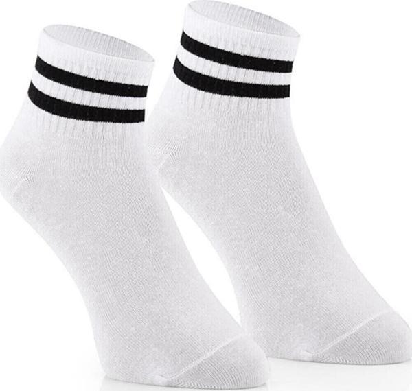 Sporfashion Bayan Beyaz Soket Çorap Siyah Çizgili  - Image 1