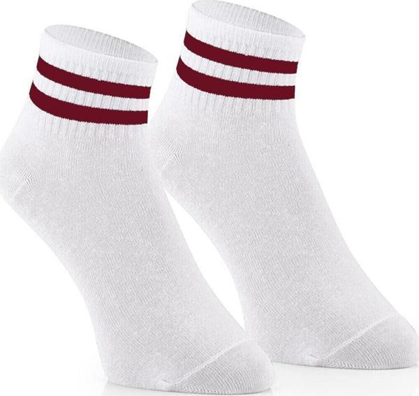 Sporfashion Bayan Beyaz Soket Çorap Kırmızı Çizgili  - Image 1