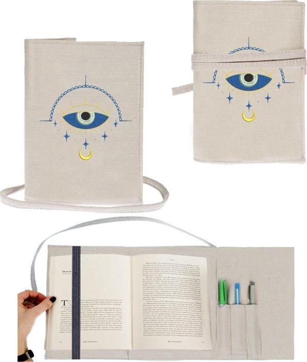 Sister Home Design Nazar Göz Nakışlı Kitap Kılıfı - Kitap Çantası - Kitap Çantası - Image 1