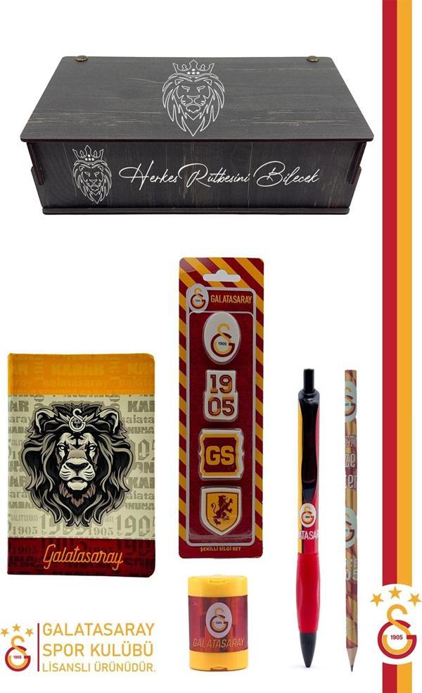 Galatasaray Orijinal Lisanslı Kalem Kalemtıraş Bloknot Silgi Hediyelik Set - Image 1