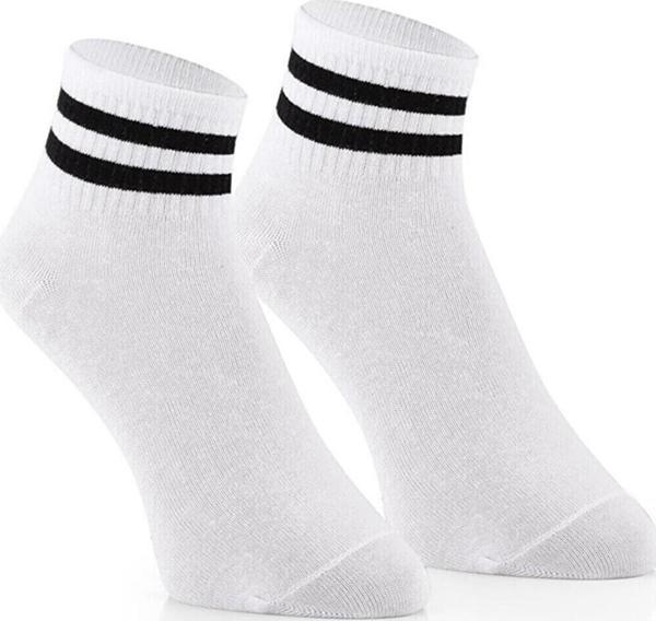 Sporfashion Erkek Beyaz Soket Çorap Siyah Çizgili  - Image 1