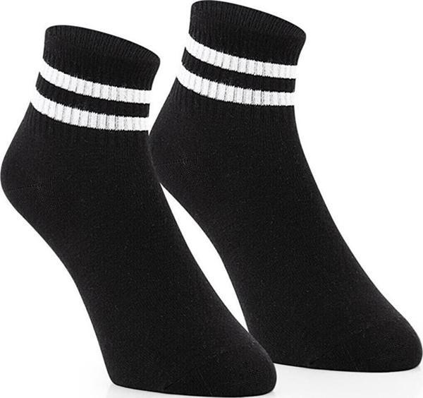 Sporfashion Erkek Siyah Soket Çorap Beyaz Çizgili  - Image 1