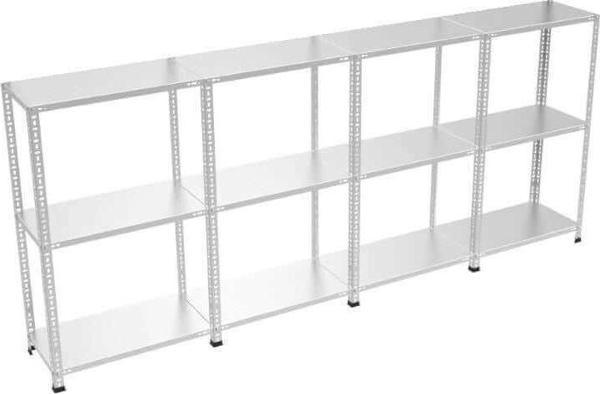 3 Katlı 4’lü Bitişik Galvaniz Çelik Raf. Depo, Dosya, Arşiv Rafı - Image 1