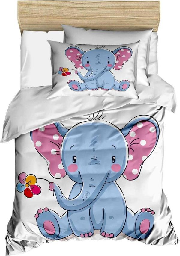 Dijital Baskılı 3d Pamuklu Yenidoğan Bebek Nevresim Takımı Cute Elephant - Image 1