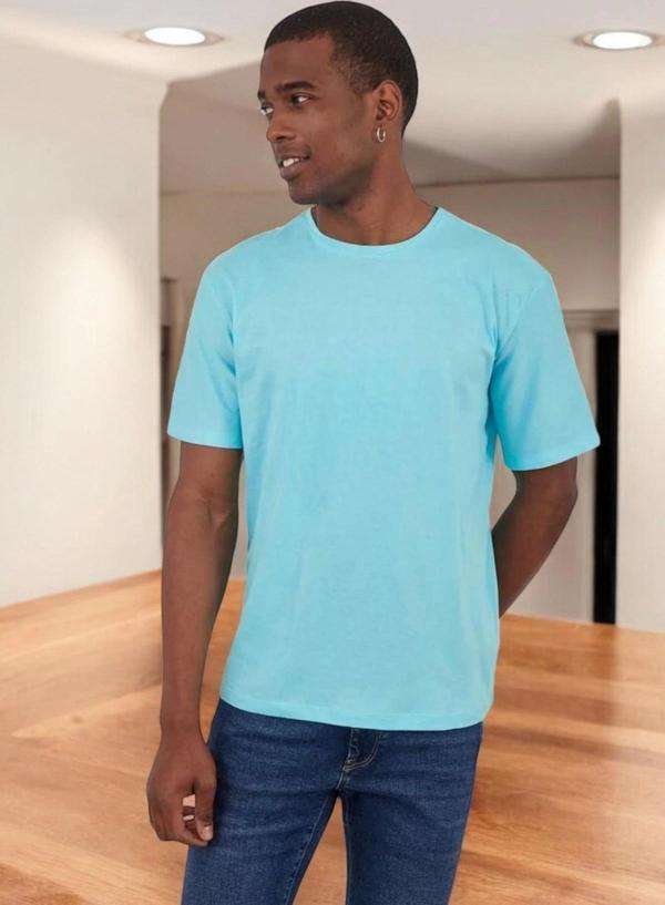 Unisex Turkuaz Basic T-sihrt - Image 1