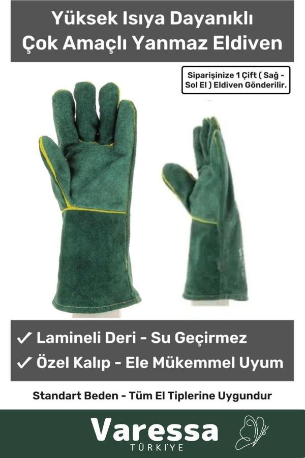 Özel Seri Yanmaz Yüksek Isıya Sıcaklığa Dayanıklı Kaynak Yangın Su Geçirmez Çok Amaçlı Deri Eldiven - Image 1