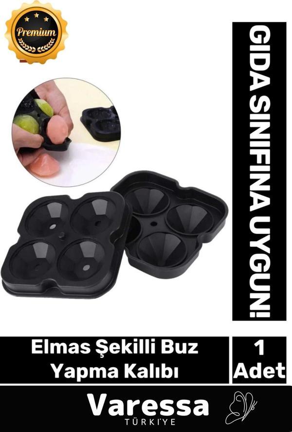 Yeni Özel Tasarım 4 Gözlü Kırılmaz Esnek Silikon Kokteyl Viski Elmas Şekilli Buz Yapma Kalıbı 1 Adet - Image 1