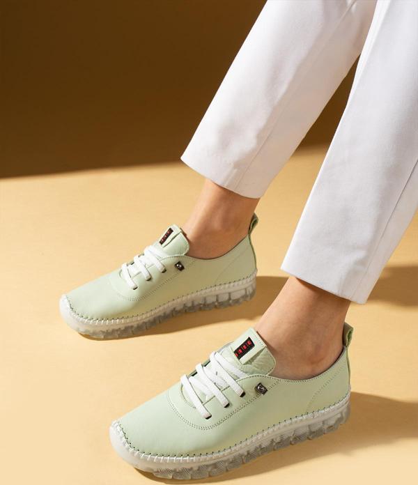 Pembe Potin Hakiki Deri Hafif Comfort Taban Lastikli Kadın Spor Ayakkabı 59-680-25 - Image 1