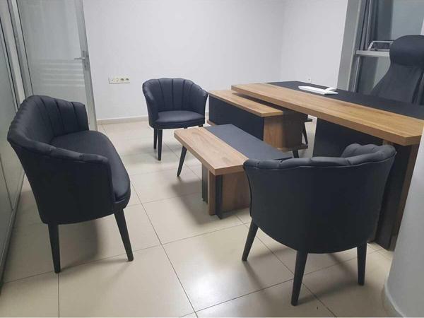 Garden House 3 1 1 Ahşap Ayaklı Siyah Deri Ofis Koltuk Takımı 3'Lü Kanepe Ofis Bekleme Koltuğu - Image 1