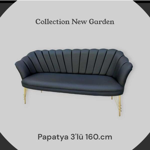 Garden House 3 Lü Deri Ofis Koltuğu Kafe Koltuğu Bekleme Salonu Koltuğu Çay Seti Koltuk Cafe Koltuğu Berjer - Image 1