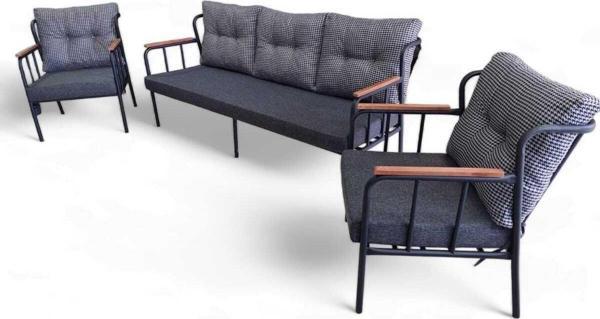 Garden House Keten Antrasit Metal Bahçe Ve Balkon Mobilyası Koltuk Takımı Ofis Koltuğu Misafir Ve Kafe Sandalyesi - Image 1