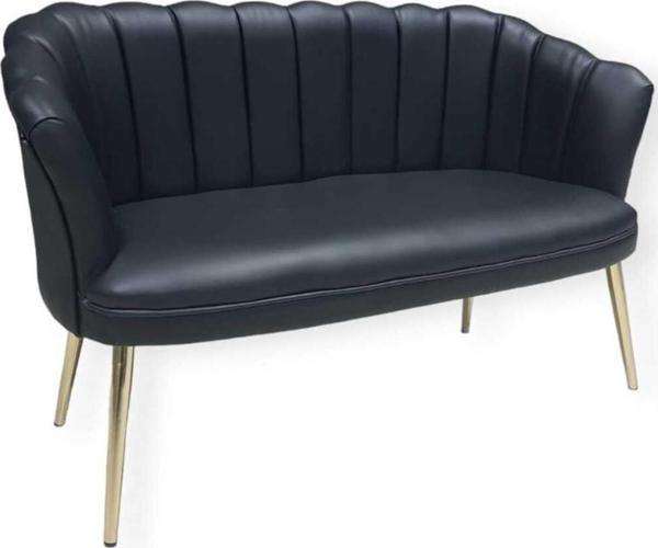 Garden House Siyah Deri Gold Metal Ayaklı Papatya Ofis Koltuk Takımı Misafir Koltuğu Berjer - Image 1