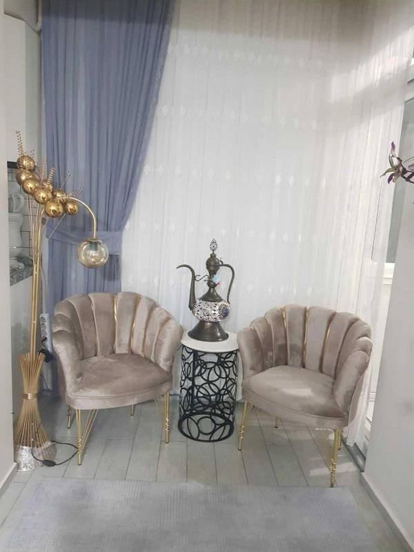 Garden House Vizon Kumaşlı Metal Ayaklı Papatya Ofis Dekoratif Koltuk Berjer Tekli Bekleme Koltuğu - Image 1