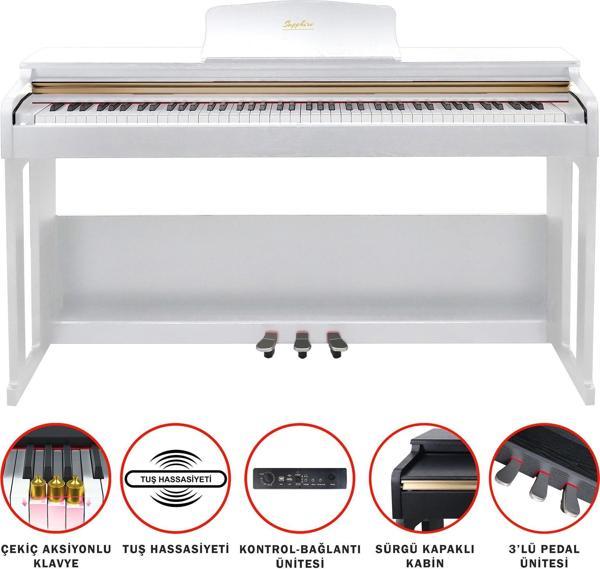 Jwin Sapphire SDP-214 Çekiç Aksiyonlu 88 Tuşlu Dijital Piyano - Beyaz - Image 1