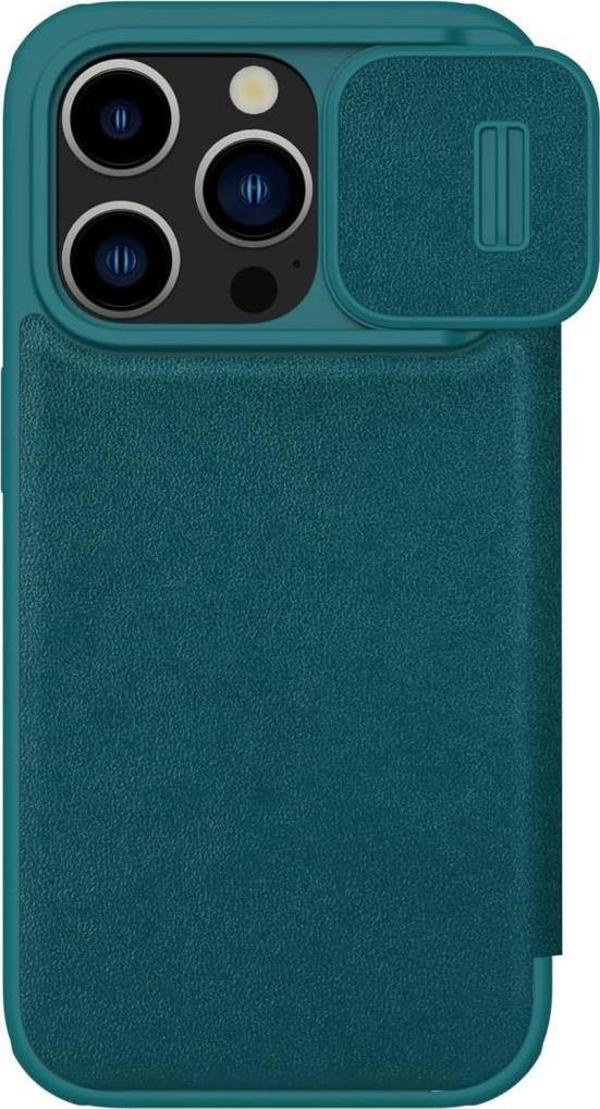 Nillkin iPhone 15 Pro Max Lens Korumalı Kapaklı Deri Kılıf - Yeşil - Image 1