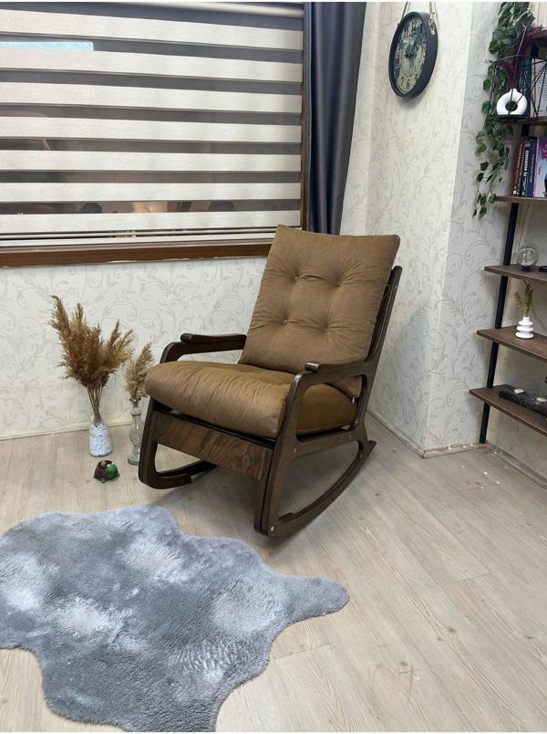 Asedia Kontes Kahverengi Sallanan Sandalye Sallanan Koltuk Baba Koltuğu Okuma Koltuğu - Image 1
