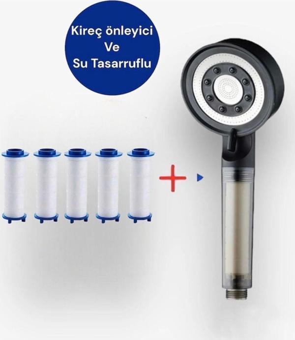 TRUVA Su Tasarruflu Kireç Önleyici Özellikli 5 Fonksiyonlu Filtreli Duş Başlığı 5 Adet Yedek Filtreli - Image 1
