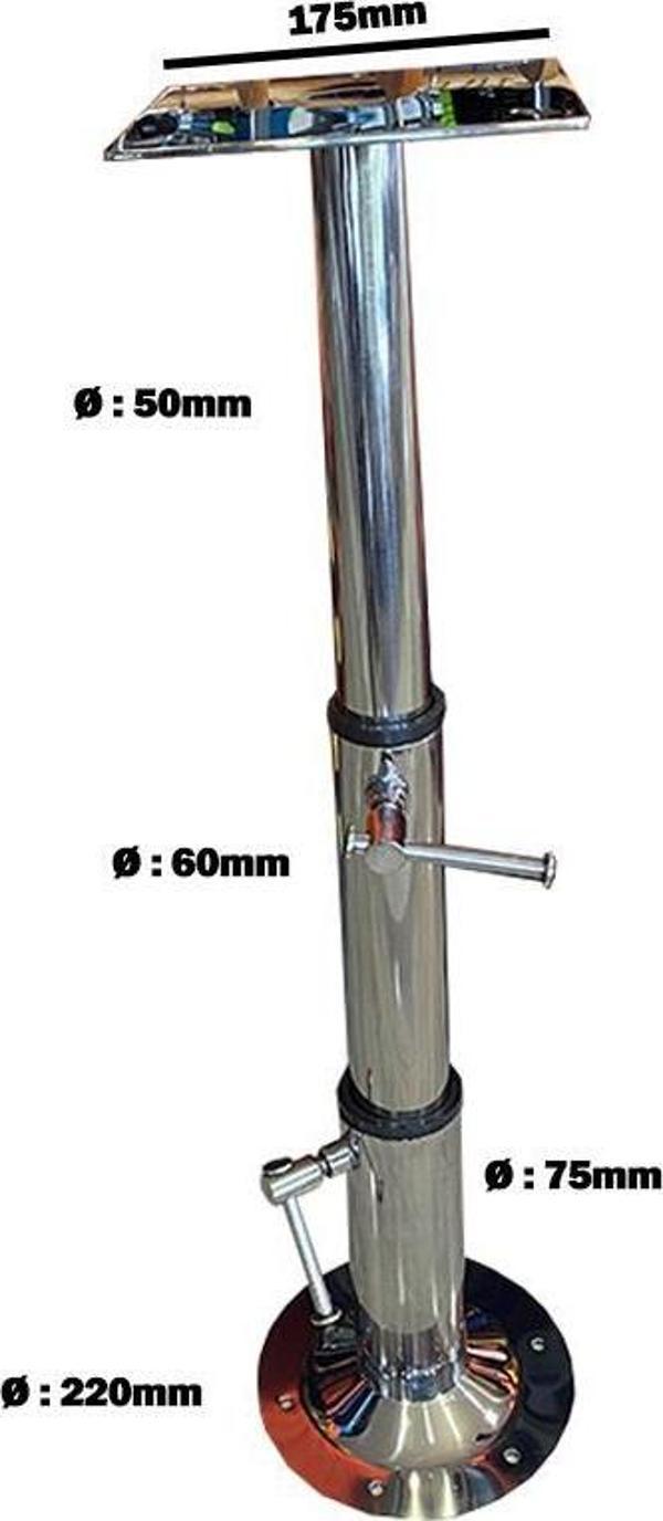 MASA VE KOLTUK AYAĞI 3 KADEMELİ KROM 33-78CM TEKNE, YAT VE KARAVAN - Image 1