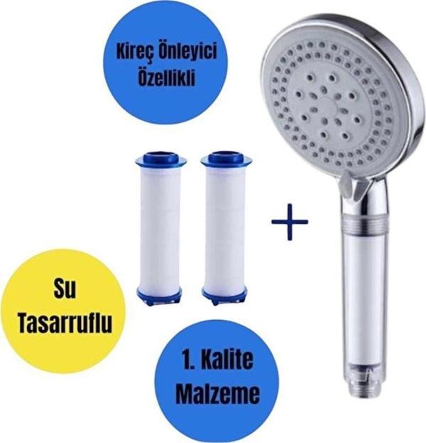 TRUVA Ultra Lüks 2 Adet Yedekli Kireç Önleyici Su Tasarruflu Duş Başlığı (5 Fonksiyon) - Image 1