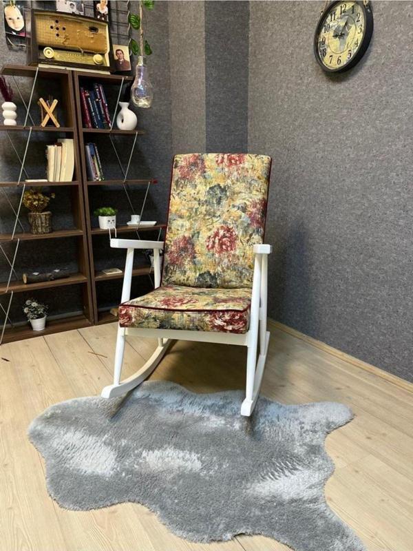 Asedia Trend Lake Gül Desenli Sallanan Sandalye Dinlenme Emzirme Baba Tv Okuma Koltuğu Berjer - Image 1