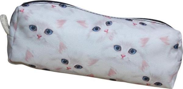 Beyaz Kedi Desenli Tatlı Kalemlik - Okul Kalemliği-Makyaj Çantası - Image 1