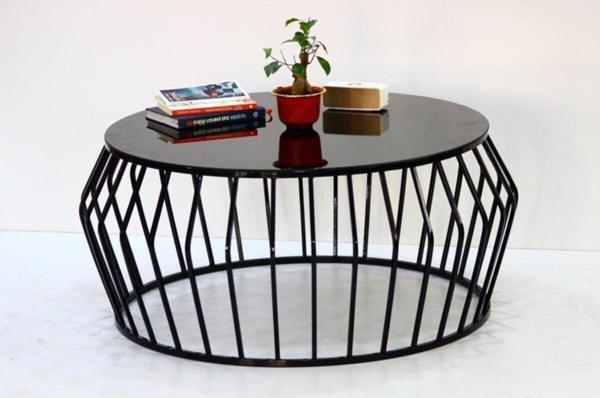 Onur Design Metal Yuvarlak Elips Orta Sehpa Siyah Crom Nikel Kırılmaz Sehpa - Image 1