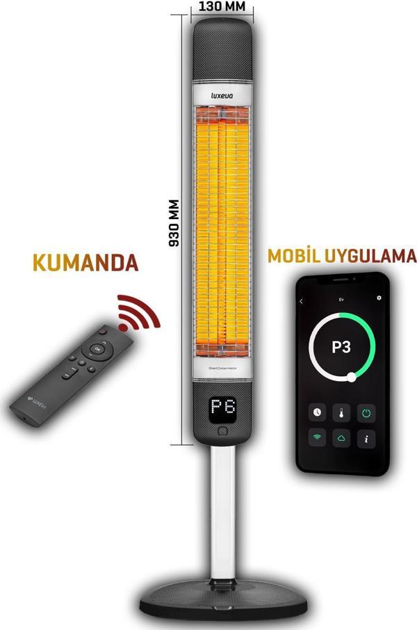 Kule Tipi Elektrikli Isıtıcı Smart-fr Black Akıllı Karbon Infrared Su Geçirmez Ip55 2500w - Image 1