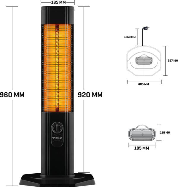 Lxv2000 Siyah Dikey Elektrikli Karbon Isıtıcı Kule Tipi Infrared Isıtıcı - Image 1