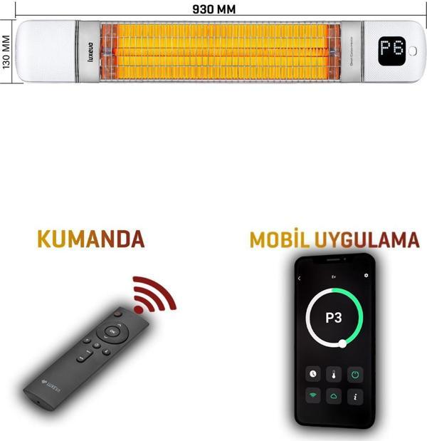 Smarty-wl Infrared Elektrikli Isıtıcı Akıllı Ip55 Su Geçirmez Duvar Cafe Tipi Dış Mekan 2500w - Image 1