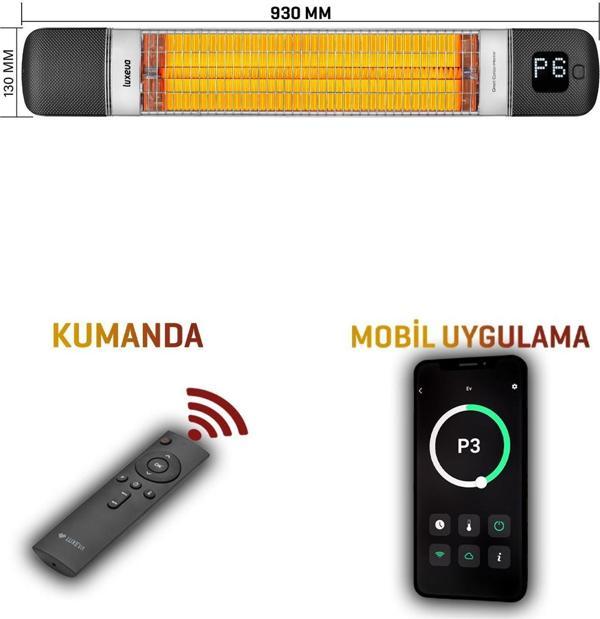 Smarty-wl Infrared Elektrikli Isıtıcı Akıllı Ip55 Su Geçirmez Duvar Cafe Tipi Dış Mekan 2500w - Image 1
