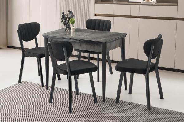 Kelebek 60 x 100 Cm Tekno Kenar Mdf H.G Açılır Masa 4 Adet Esinti Sandalye Takım - Image 1