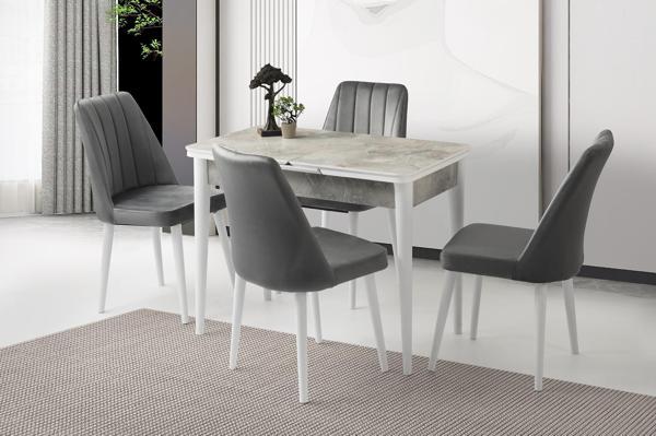 Kelebek 60 x 100 Cm Tekno Kenar Mdf H.G Açılır Masa 4 Adet Sude Sandalye Takım - Image 1