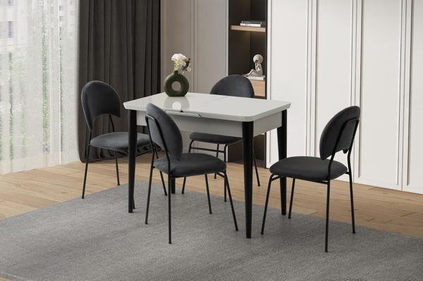 Kelebek 60 x 100 Cm Tekno Kenar Mdf H.G Açılır Masa 4 Adet Suna Sandalye Takım - Image 1