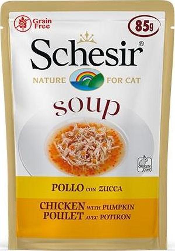 Schesir Tavuklu ve Bal Kabaklı Tahılsız Yetişkin Kedi Çorbası 6 Adet 85 Gr - Image 1