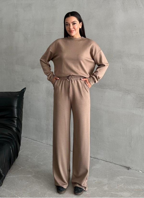 Laluvia Vizon Sweat Geniş Paçalı Pantolon Takım - Image 1