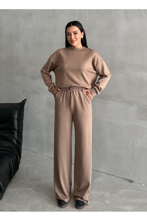 Laluvia Vizon Sweat Geniş Paçalı Pantolon Takım - Image 1