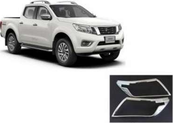 Nissan Navara Uyumlu 2016 Sonrası Ön Far Kaplama ABS (Plastik) Krom - Image 1