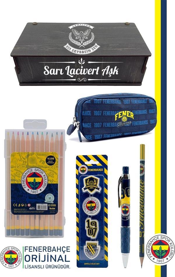 Fenerbahçe Orijinal Lisanslı Kalem Kalemlik Kuru Boya Silgi Hediyelik Set - Image 1
