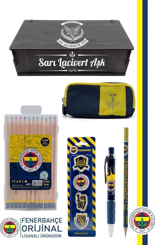 Fenerbahçe Orijinal Lisanslı Kalem Kalemlik Kuru Boya Silgi Hediyelik Set - Image 1