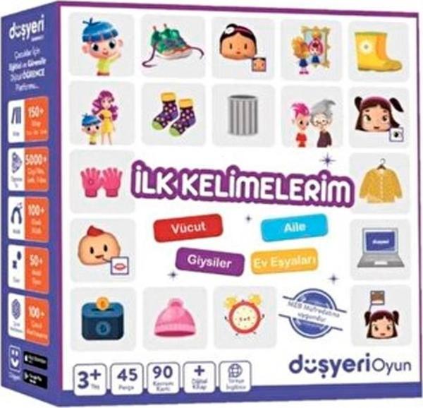 Düşyeri Oyun Eğitici Kartlar Aile Ev Esyaları Giysiler Yapboz - Image 1