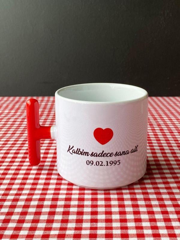 Hepsi Enteresan Kişiye Özel Romantik Kupa, Sevgiliye Hediye, Sevgililer Günü, Porselen T Kupa - Image 1