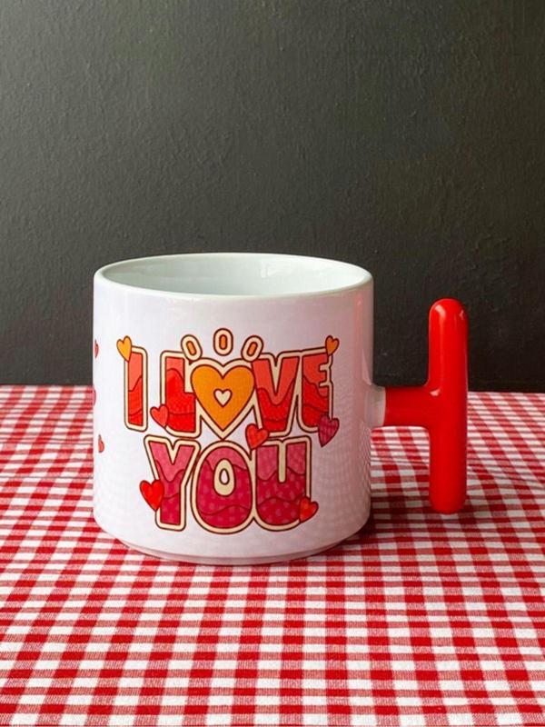 Hepsi Enteresan I Love You Kupası, Sevgiliye Hediye, Sevgililer Günü,  Porselen Kupa - Image 1