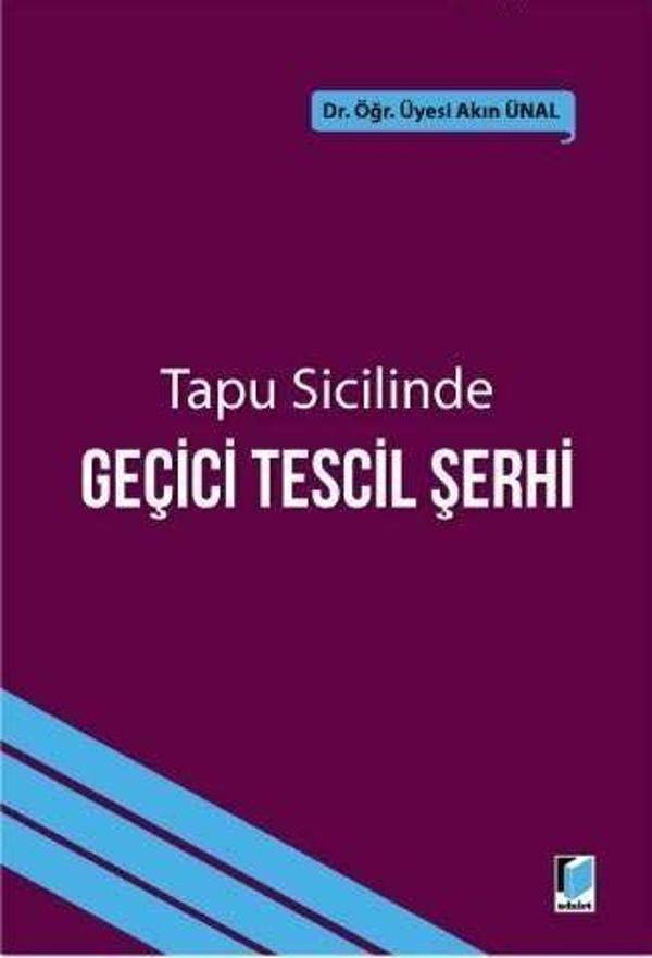Tapu Sicilinde Geçici Tescil Şerhi - Adalet Yayınları - Image 1